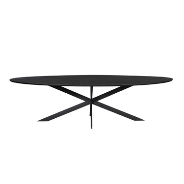 Dining Table – Oak Wood, Black Steel, Chamfered Edge – Ferris | Starfurn
