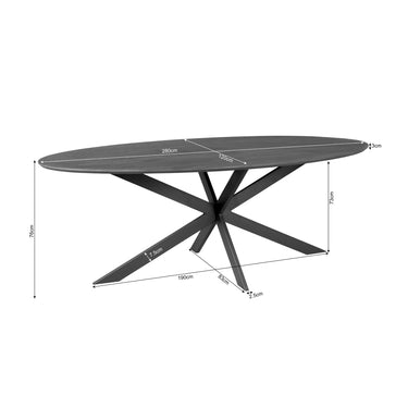Dining Table – Oak Wood, Black Steel, Chamfered Edge – Ferris | Starfurn