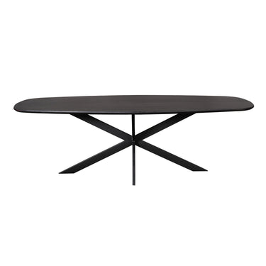 Dining table made of European oak with black surface, beveled table edge and sturdy steel frame - Ferris | Starfurn