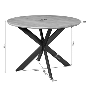 Dining Table – Round Design, Brown Tone, Oak Wood – Ferris | Starfurn
