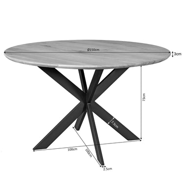 Dining Table - Round Design, Brown Tone, Oak Wood - Ferris | Starfurn