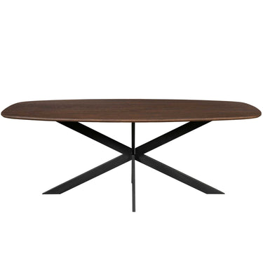 Dining Table - Danish Oval Shape, Brown Oak Top, FSC Certified, Metal Frame - Ferris | Starfurn