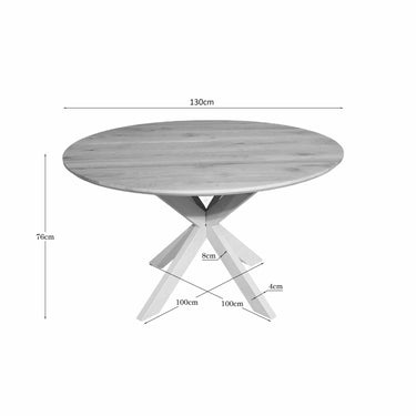 Dining Table – European Oak, Sand-colored Metal, Round Shape – Ferris | Starfurn