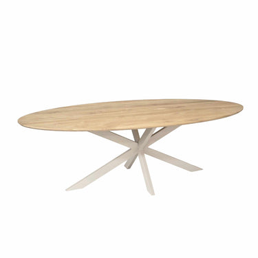 Esszimmertisch - Eiche Natur, Metallgestell Sand, Oval Form, 280 cm – Ferris | Starfurn