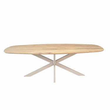 Dining Table – Oak Tabletop, Metal Frame, Danish Oval Shape – Ferris | Starfurn