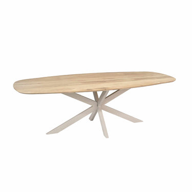 Dining Table – Oak Tabletop, Metal Frame, Danish Oval Shape – Ferris | Starfurn
