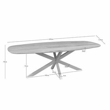 Dining Table – Oak Tabletop, Metal Frame, Danish Oval Shape – Ferris | Starfurn