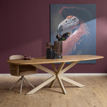 Dining Table – Danish Oval, Oak, Steel Frame – Ferris | Starfurn