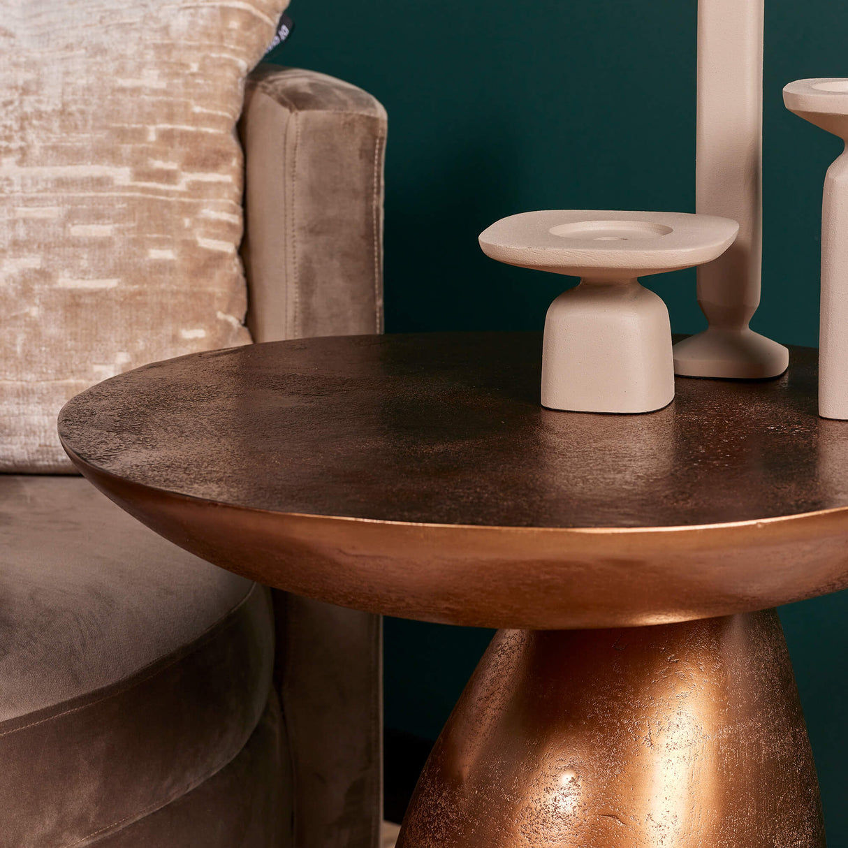 Side Table – Aluminum, Copper-Gold Finish, Modern Design – Jarah | Starfurn