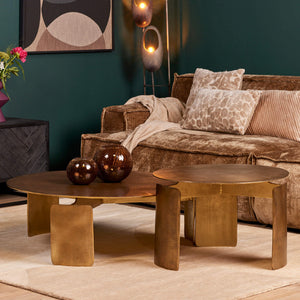 Coffee Table – Round Shape, Aluminum Surface, Gold Finish – Darwin | Starfurn