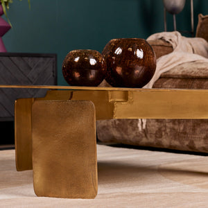 Coffee Table – Round Shape, Aluminum Surface, Gold Finish – Darwin | Starfurn