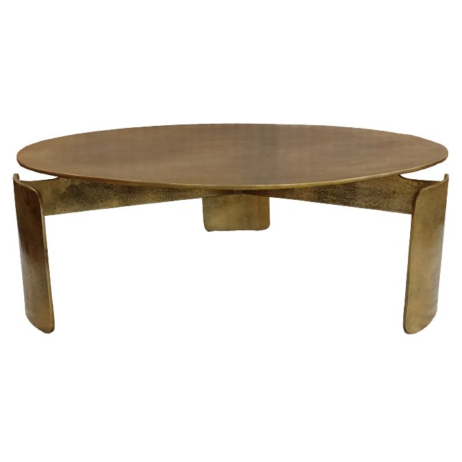 Coffee Table – Round Shape, Aluminum Surface, Gold Finish – Darwin | Starfurn
