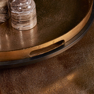 Coffee Table Set – Aluminum, Gold Finish, Black Frame – Puck | Starfurn