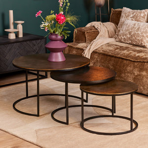 Couchtisch – Aluminium mit Gold- & Schwarzfinish, Runde Tischplatten & Metallgestell – Xaro | Starfurn