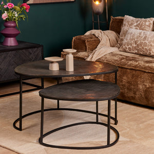 Couchtisch – Aluminium Tischplatten, Schwarzes Metallgestell, 2-teilig – Lana | Starfurn