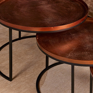 Coffee Table – Aluminum Surface, Copper Finish, Round Shape – Clive | Starfurn