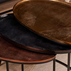 Coffee Table – Aluminum Tabletops, Iron Frame, Oval Design – Raley | Starfurn