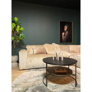 Couchtisch – Aluminium Platten, Schwarz/Gold Finish, Eisen Gestell – Lecia | Starfurn
