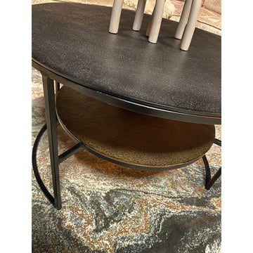 Couchtisch – Aluminium Platten, Schwarz/Gold Finish, Eisen Gestell – Lecia | Starfurn
