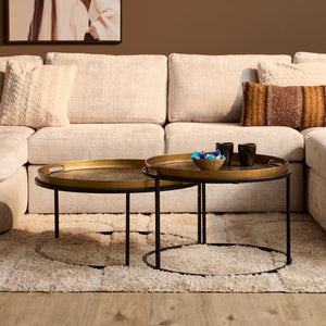 Coffee table – aluminum top, copper color, set of 2 – Julie | Starfurn