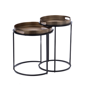 Side Table – Aluminum Top, Warm Copper Color, Black Metal Frame – Laure | Starfurn