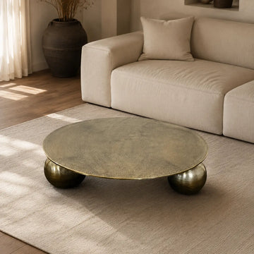 Coffee Table – Aluminum, Elegant Gold Color, Unique Legs – Ziva | Starfurn