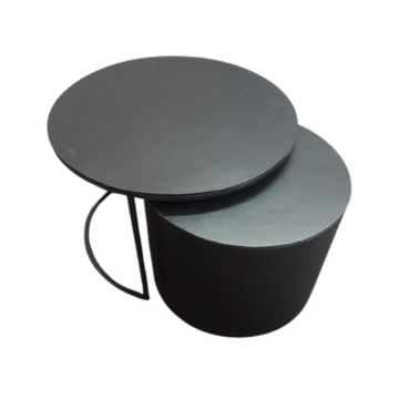 Couchtisch – Schwarz Aluminium, Runde Form, Zweier Set – Luna | Starfurn