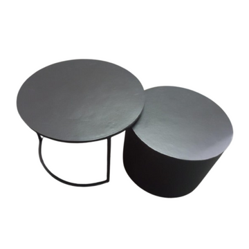 Couchtisch – Schwarz Aluminium, Runde Form, Zweier Set – Luna | Starfurn