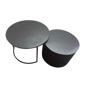 Couchtisch – Schwarz Aluminium, Runde Form, Zweier Set – Luna | Starfurn