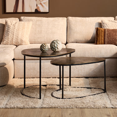 Couchtisch – Aluminium Tischplatten, Metallgestell, Geschwungenes Design – Filou | Starfurn