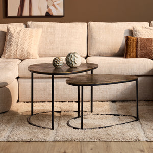 Coffee table – Aluminum tabletops, metal frame, curved design – Filou | Starfurn