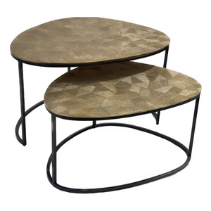 Coffee table – Aluminum tabletops, metal frame, curved design – Filou | Starfurn