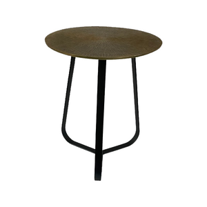 Couchtisch - Runde Form, Antikgoldene Aluminiumplatte, Schwarzes Eisengestell, 40 cm – Kate | Starfurn