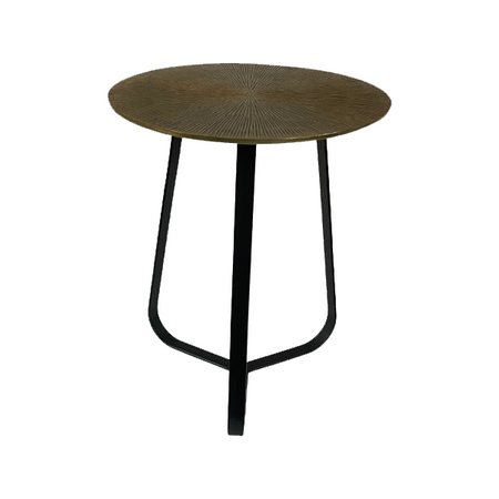 Couchtisch - Runde Form, Antikgoldene Aluminiumplatte, Schwarzes Eisengestell, 40 cm – Kate | Starfurn image
