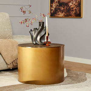 Couchtisch - Aluminium Gold, Antik Finish, Runde Form, 60 cm – Fiore | Starfurn