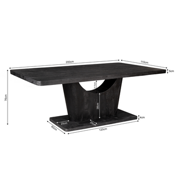 Dining Table - Mango Wood, Black Finish, Rectangular Design, Modern Style – Voco | Starfurn