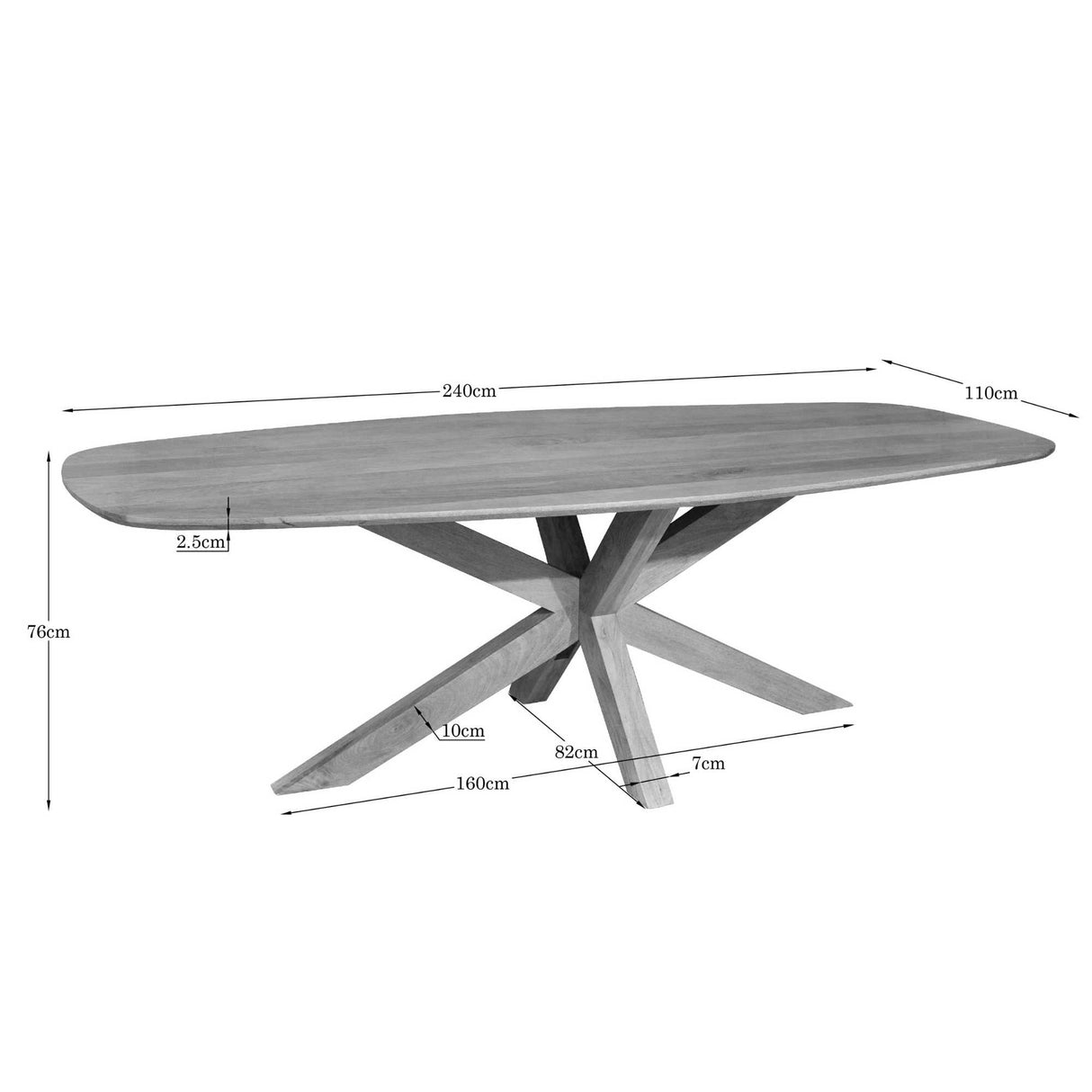 Dining Table – Danish Oval Design, Natural Color, Mango Wood – Nina | Starfurn