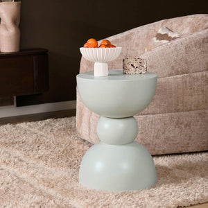 Side Table – Green Mango Wood, Distinctive Design, Round Shape – Jon | Starfurn