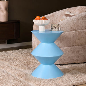 Side Table – Mango Wood Body, Blue Finish, Sculptural Design – Abel | Starfurn