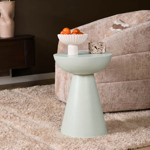 Beistelltisch - Mangoholz Grün, Rund Form, Massiv Holz – Owen | Starfurn