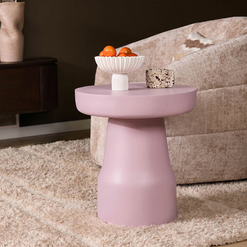 Beistelltisch - Mangoholz Rosa, Runde Form, Trommel Design – Drum | Starfurn