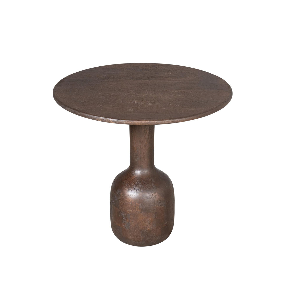 Side Table – Mango Wood, Brown Finish, Sculptural Design – Donna | Starfurn