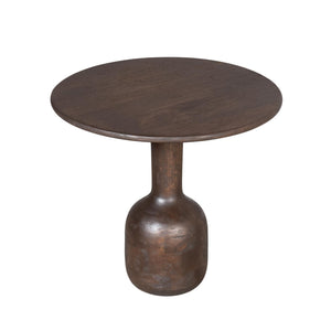 Side Table – Mango Wood, Brown Finish, Sculptural Design – Donna | Starfurn