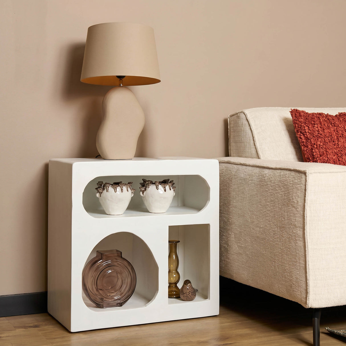 Wandschrank – Mangoholz, Weißoptik, Organisch - Caya | Starfurn