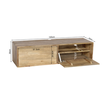 TV-Möbel – Schwebendes Design, Mango Holz, Grifflose Fronten – Vision | Starfurn