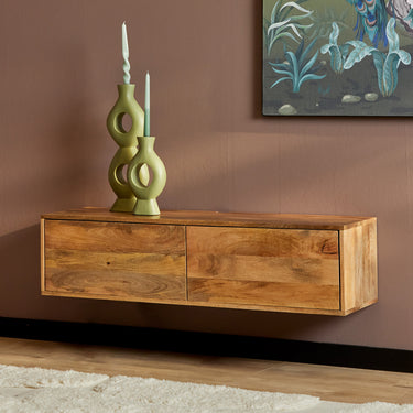 TV Unit – Floating Design, Mango Wood, Handleless Fronts – Vision | Starfurn