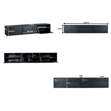 TV Unit – Floating Design, Solid Mango Wood, Handleless Fronts – Vision | Starfurn