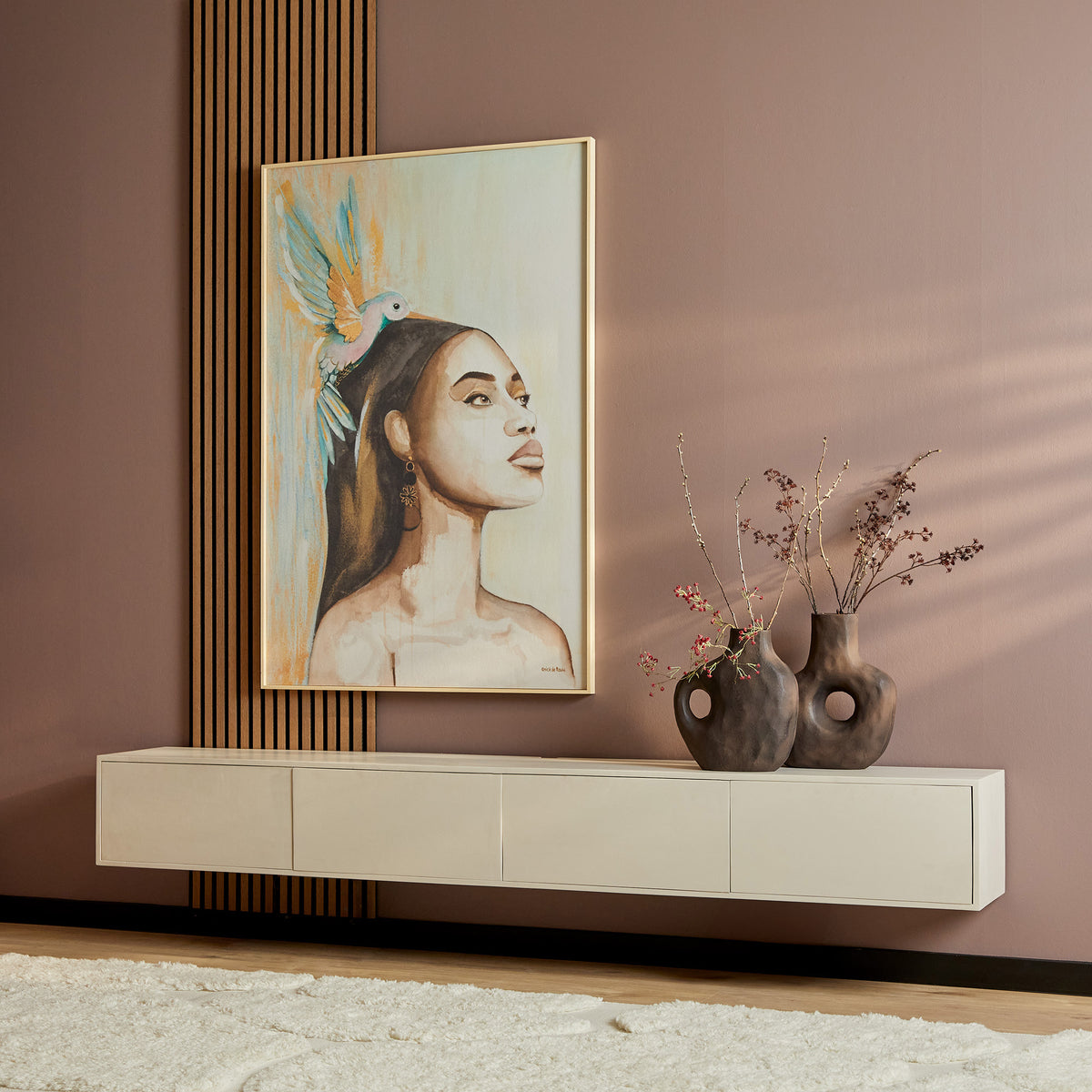 TV-Möbel – Mangoholz, Sand-Finish, Push-to-Open-Türen, Wandmontage – Vision | Starfurn