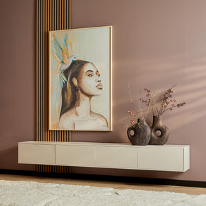 TV-Möbel – Mangoholz, Sand-Finish, Push-to-Open-Türen, Wandmontage – Vision | Starfurn