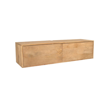 Floating TV Unit – Solid Mango Wood, Handleless Design, Push-to-Open Function – Vision | Starfurn